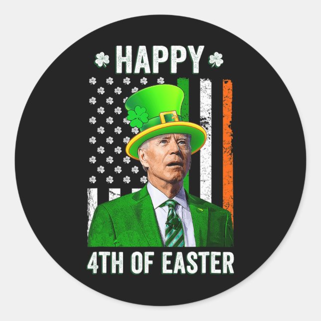 Glückwunsch 4. Osterspass Joe Biden St Patricks Da Runder Aufkleber (Vorderseite)