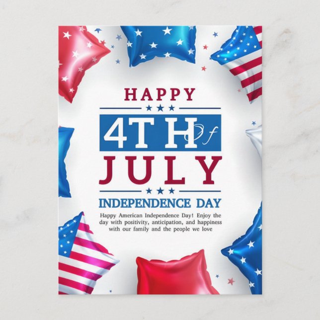 Glückwunsch 4. Tag der vollen Unabhängigkeit Postkarte (Vorderseite)