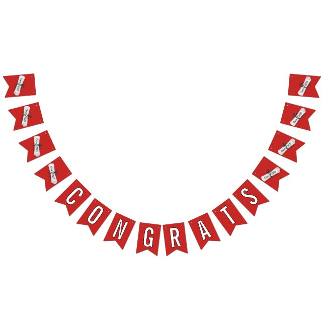 GLÜCKWUNSCH Abschluss 2025 Weißdiplom Wimpelkette (Alle)