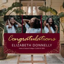 Glückwunsch Abschluss 3 Foto Burgundy Gold