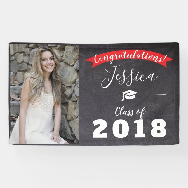 Glückwunsch-Abschluss-Klassen-schwarze/rote Fahne Banner (Horizontal)