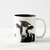 Glückwunsch-Abschluss-lustige Kuh in der Kappe