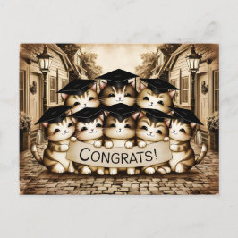 Glückwunsch Abschluss Vintage Katzen Postkarte