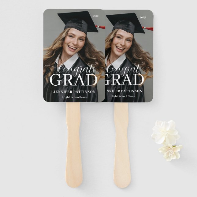 Glückwunsch Absolvent Abschlussfoto Abitur Fächer (Vorne und Hinten)