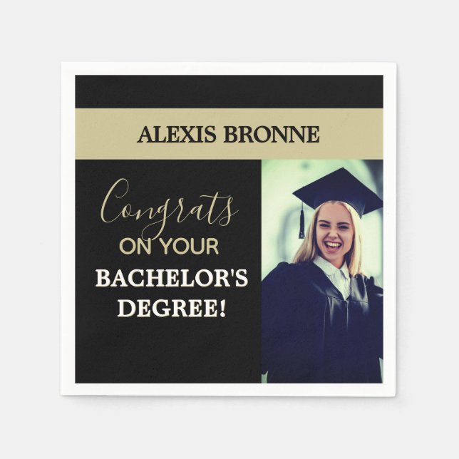 Glückwunsch Absolvent! Bachelor-Abschluss Foto  Serviette (Vorderseite)