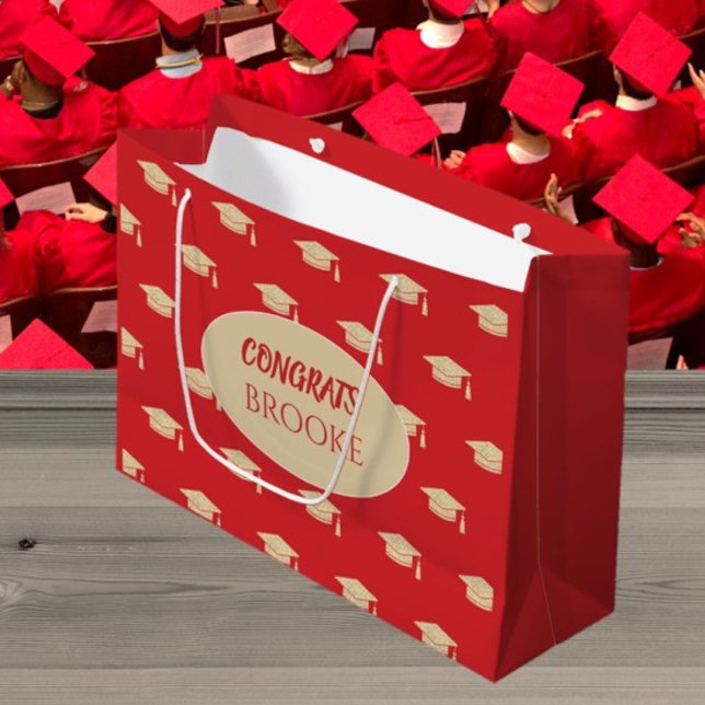 Glückwunsch Absolvent! Personalisierte rote Gesche Große Geschenktüte (Von Creator hochgeladen)