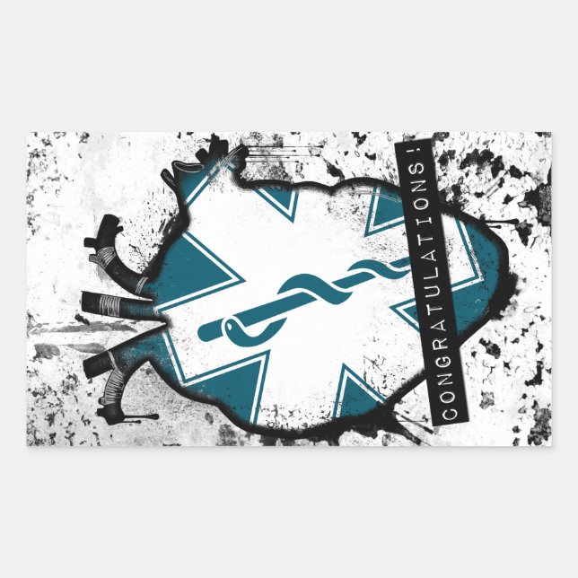 Glückwunsch an den Mitarbeiter des medizinischen N Rechteckiger Aufkleber (Vorderseite)