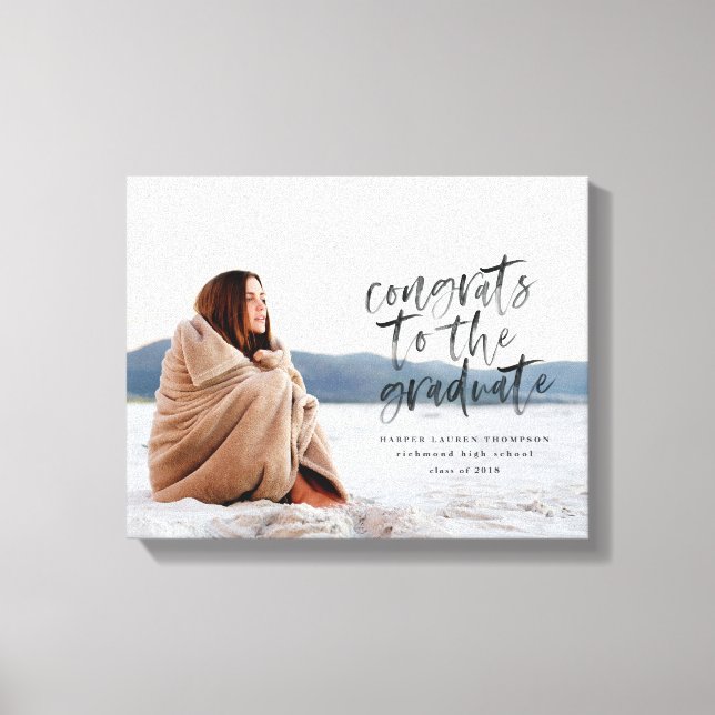 Glückwunsch an der Leinwand des Fotos (Vorderseite)