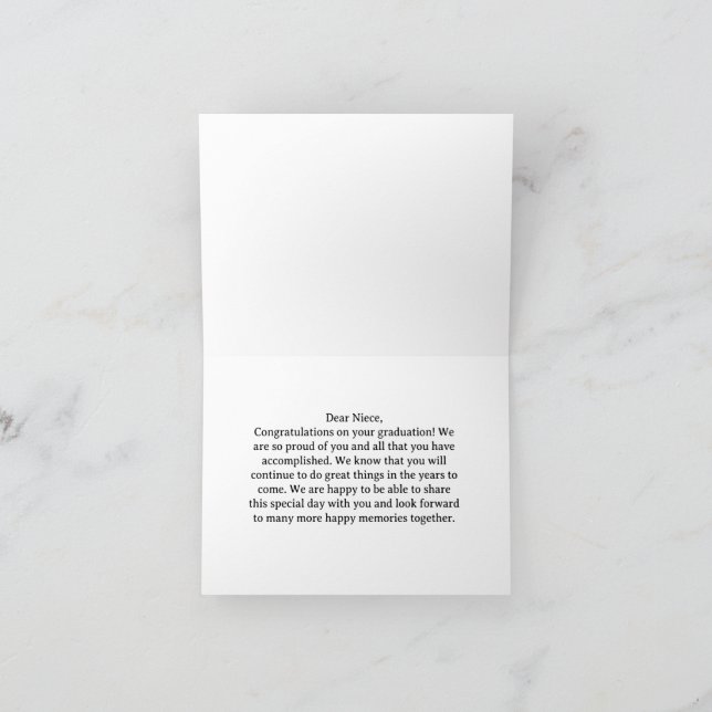 Glückwunsch an niece für den Abschluss Karte (Innenseite)