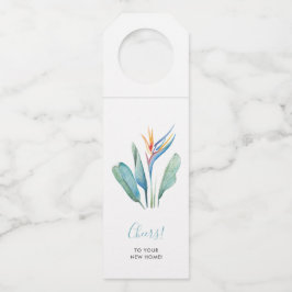 Glückwunsch auf Ihrer neuen Zuhause Tropenweinmark Flaschenanhänger