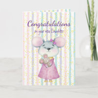 Glückwunsch Baby Fun Niedlich Mäuse Tiertochter