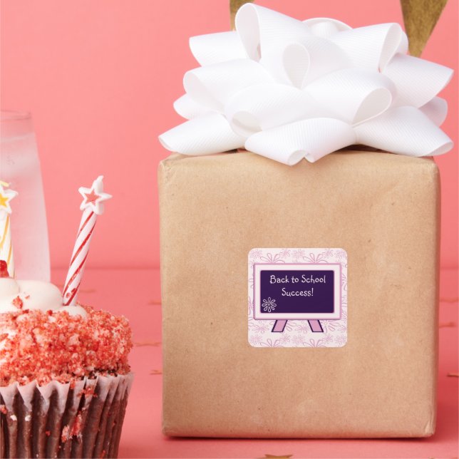 Glückwunsch bei der Rückkehr zur Schulkarte Quadratischer Aufkleber (Party)