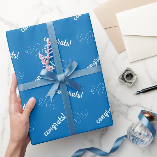 Glückwunsch! Blaues Papier Geschenkpapier (Schenken)