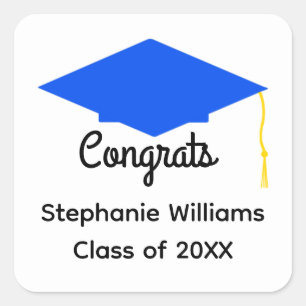 Glückwunsch Blue Graduation Cap Stickers