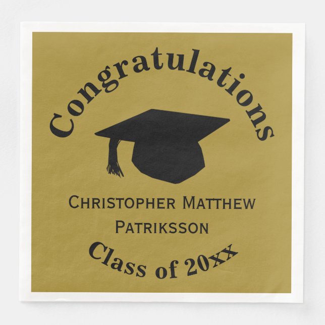 Glückwunsch, Class 20xx Abschluss, Matte Gold Serviette (Vorderseite)