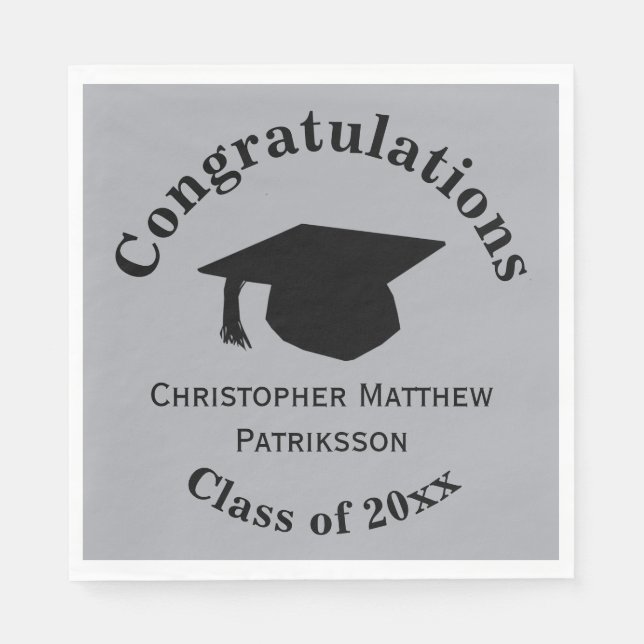 Glückwunsch, Class 20xx Abschluss, Silver Serviette (Vorderseite)