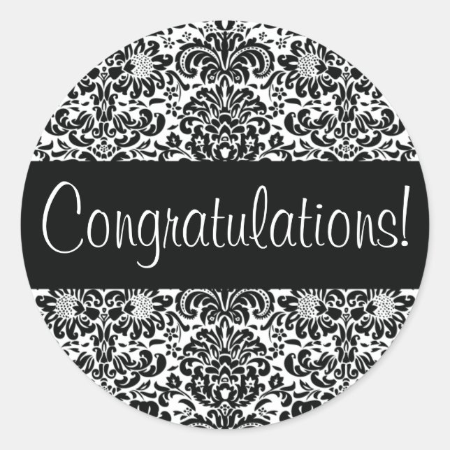 Glückwunsch Damask Umschlag Aufkleber (Vorderseite)