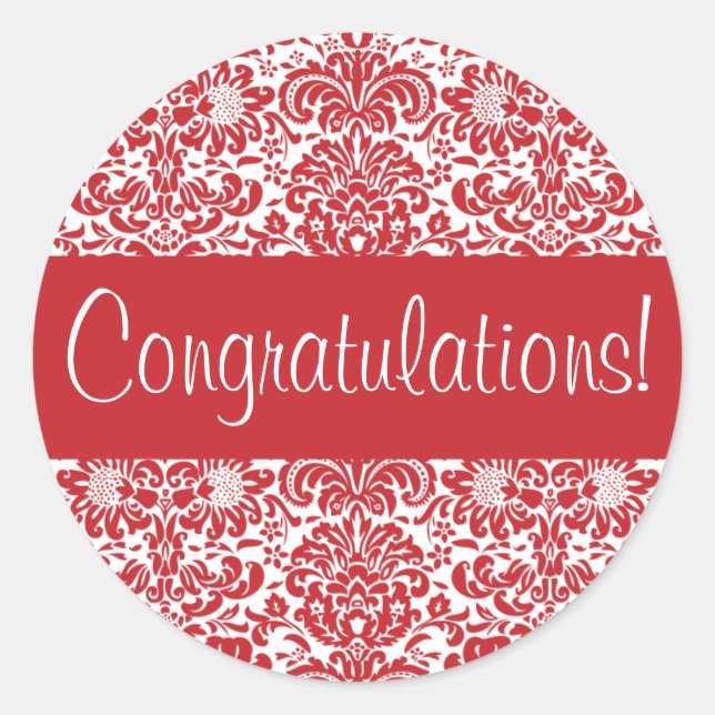 Glückwunsch Damask Umschlag Aufkleber (Vorderseite)