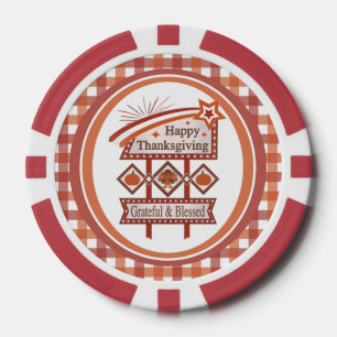 Glückwunsch Danksagend und gesegnet Retro-Zeichen Pokerchips