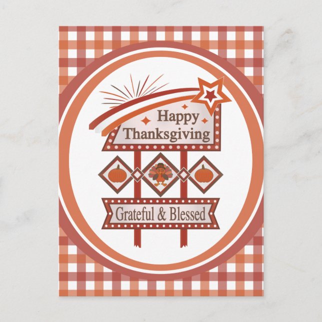 Glückwunsch Danksagend und gesegnet Retro-Zeichen Postkarte (Vorderseite)