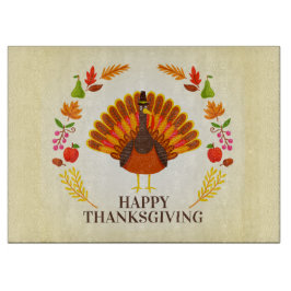 Glückwunsch Danksagung Türkei und Herbstblätter Schneidebrett