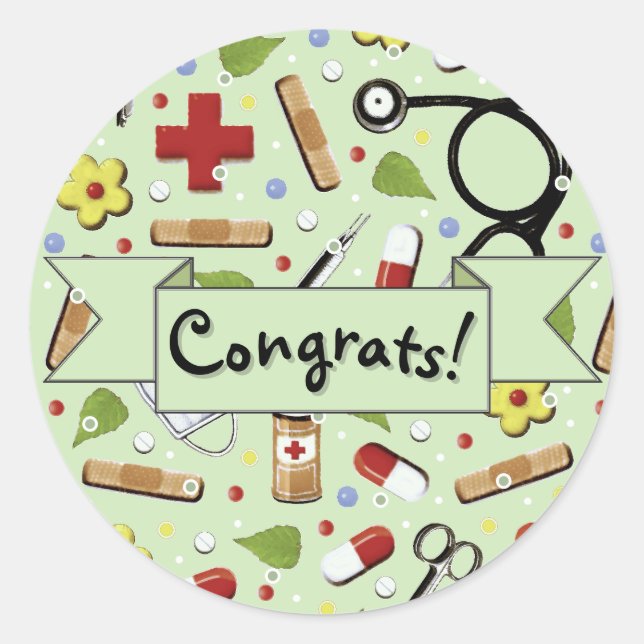 Glückwunsch der Krankenpflege Abschluss Classic Ru Runder Aufkleber (Vorderseite)