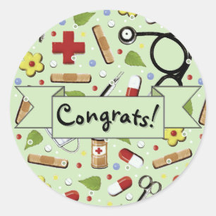 Glückwunsch der Krankenpflege Abschluss Classic Ru Runder Aufkleber