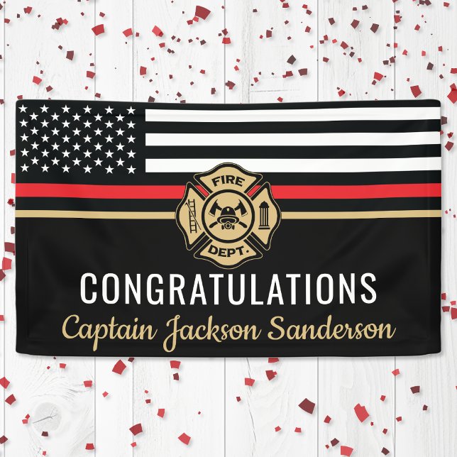 Glückwunsch der Red Line-Flagge für Feuerwehrleute Banner (Firefighter Retirement Red Line Flag Congrats Banner)
