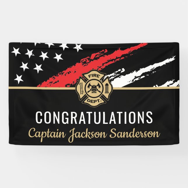 Glückwunsch der Red Line-Flagge für Feuerwehrleute Banner (Horizontal)