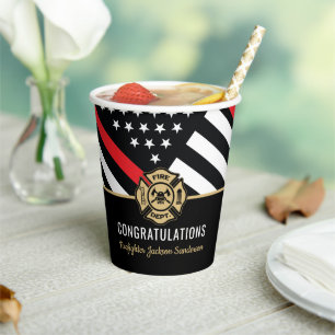 Glückwunsch der Red Line-Flagge für Feuerwehrleute Pappbecher