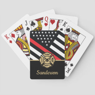 Glückwunsch der Red Line-Flagge für Feuerwehrleute Spielkarten