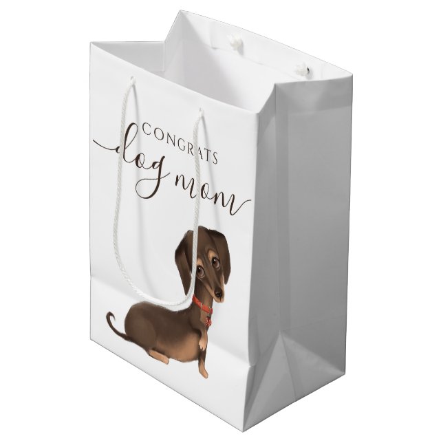 Glückwunsch Dog Mama Geschenktasche Mittlere Geschenktüte (Vorderseite Schrägansicht)