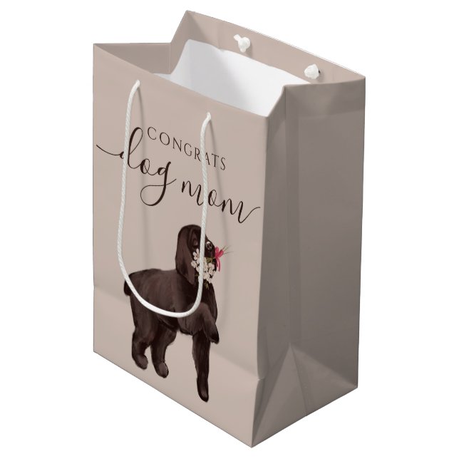 Glückwunsch Dog Mama Geschenktasche Mittlere Geschenktüte (Vorderseite Schrägansicht)