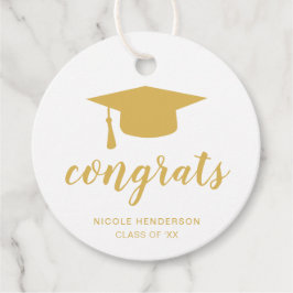 Glückwunsch Elegante Gold- und White Graduation Ca Geschenkanhänger