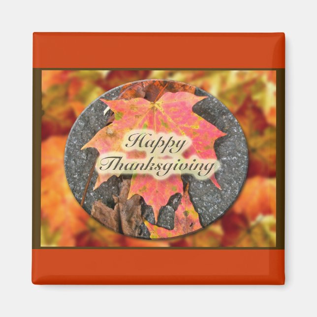 Glückwunsch Erntedankfest Herbstmapelleaf Serie Magnet (Vorne)