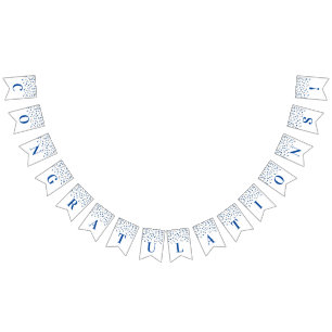 Glückwunsch-Fahnedunkelblauer silberner Confetti Wimpelkette