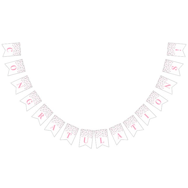 Glückwunsch-Fahnehellrosa silberner Confetti Wimpelkette (Alle)