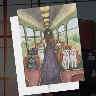 Glückwunsch Geschenk Katzen im Zug Reisen Postkarte