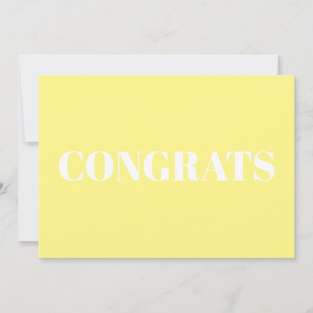 Glückwunsch, Glückwunsch, gelbe weiße Karte (Vorderseite)