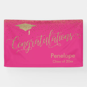 Glückwunsch Gold Confetti Abschluss Hot Pink Banner