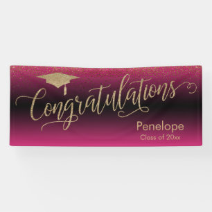 Glückwunsch Gold Confetti Abschluss Hot Pink Banner