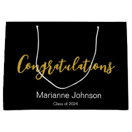 Glückwunsch Gold Schwarz-weiß Graduate Name Große Geschenktüte