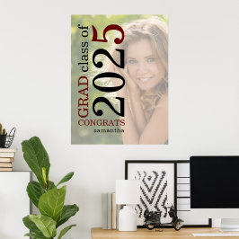 Glückwunsch Grad 2023 Foto Overlay Burgundy Black Poster