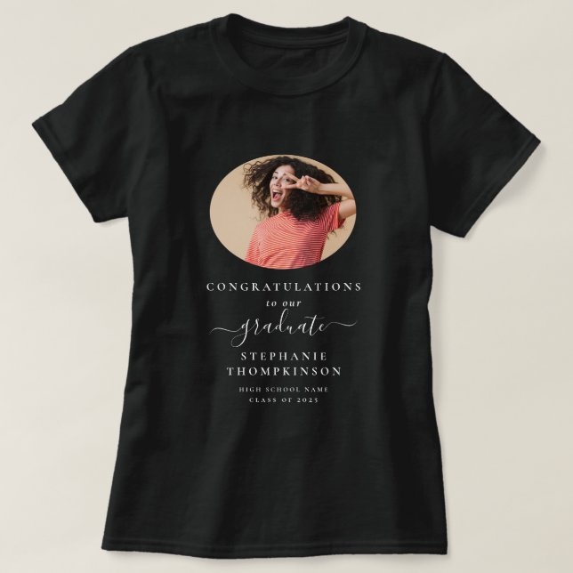 Glückwunsch Grad 2025 Foto Weißer Text Abschluss T-Shirt (Design vorne)