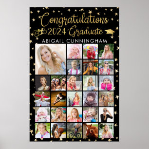 Glückwunsch Grad 27 Foto Collage Gold Foil Schwarz Poster