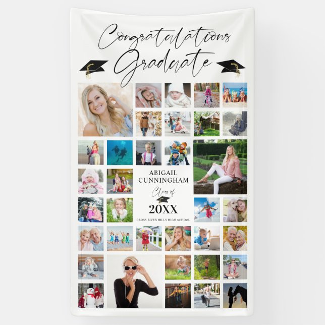 Glückwunsch Grad 35 Foto Collage Script Personalis Banner (Vertikal)