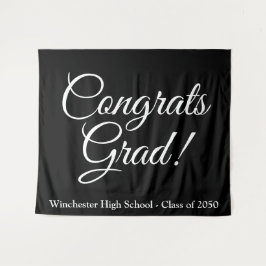 Glückwunsch Grad Abschluss der schwarzen Skripte Wandteppich