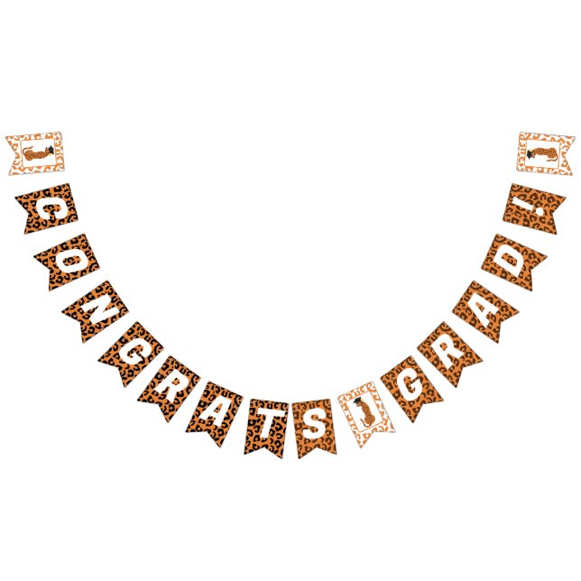 Glückwunsch Grad! Abschluss Leopard Wimpelkette (Alle)