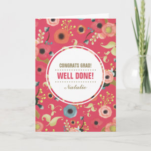 Glückwunsch Grad. Benutzerdefinierte florale Muste Karte