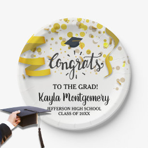 Glückwunsch Grad Cap Gold Confetti Streamer kunden Pappteller